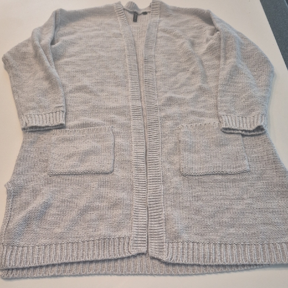 Poof! Light Gray Sz L Cardigan Sweater